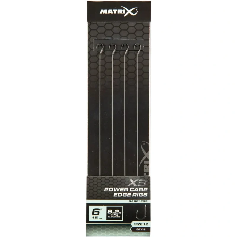 X3 Power Carp Edge Rigs 6" Barbless – 15 cm Onderlijnen zonder Weerhaak (8 stuks)