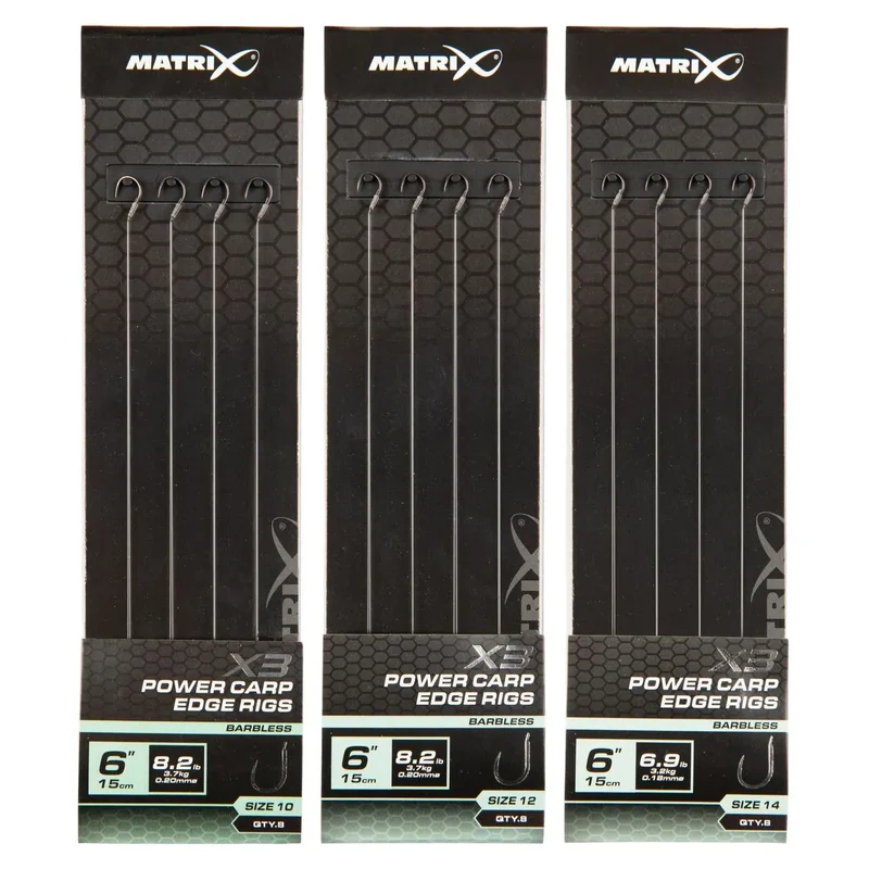 X3 Power Carp Edge Rigs 6" Barbless – 15 cm Onderlijnen zonder Weerhaak (8 stuks)