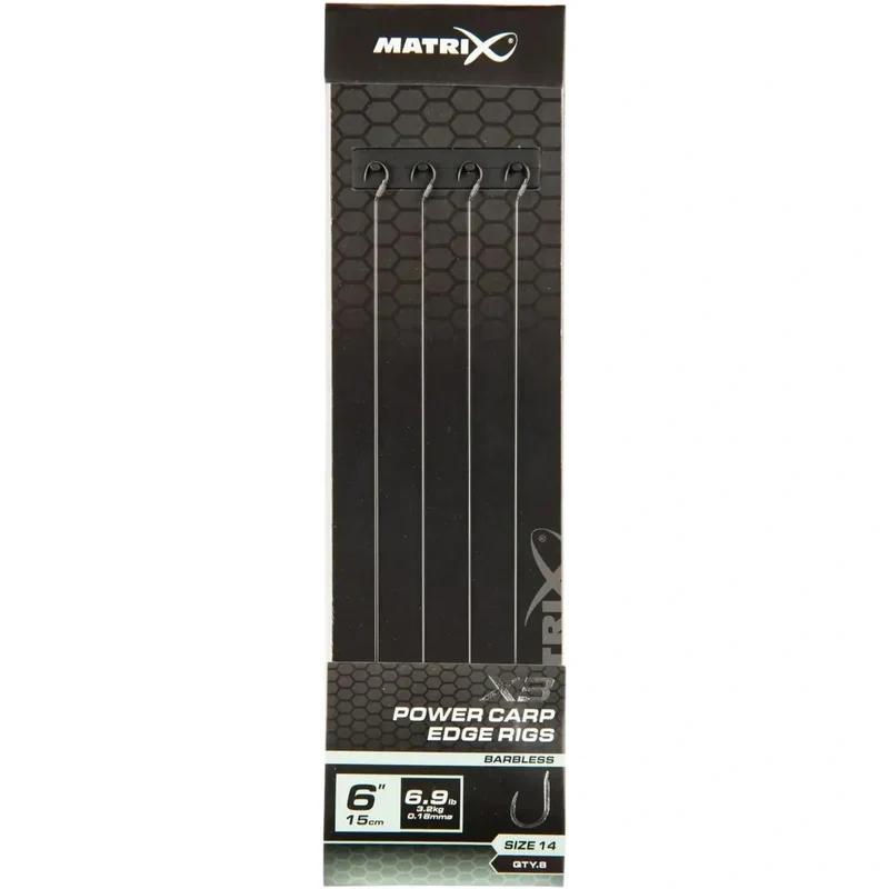 X3 Power Carp Edge Rigs 6" Barbless – 15 cm Onderlijnen zonder Weerhaak (8 stuks)