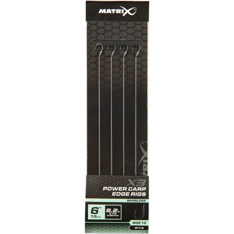 X3 Power Carp Edge Rigs 6" Barbless – 15 cm Onderlijnen zonder Weerhaak (8 stuks)