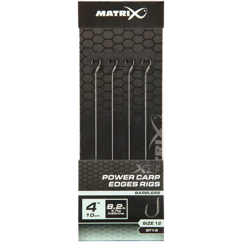 X3 Power Carp Edge Rigs 4" Barbless – 10 cm Onderlijnen zonder Weerhaak (8 stuks)