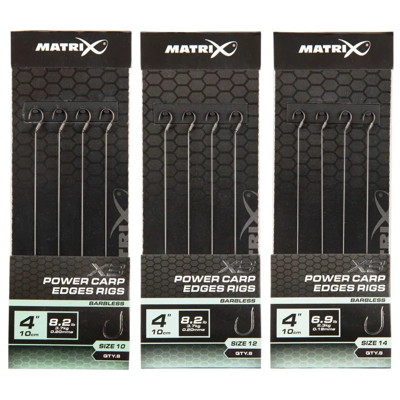 X3 Power Carp Edge Rigs 4" Barbless – 10 cm Onderlijnen zonder Weerhaak (8 stuks)