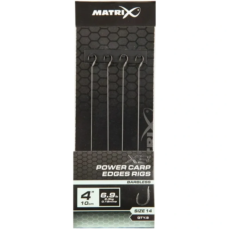 X3 Power Carp Edge Rigs 4" Barbless – 10 cm Onderlijnen zonder Weerhaak (8 stuks)