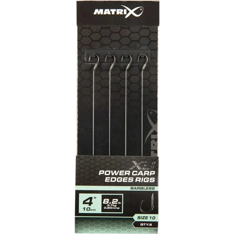 X3 Power Carp Edge Rigs 4" Barbless – 10 cm Onderlijnen zonder Weerhaak (8 stuks)