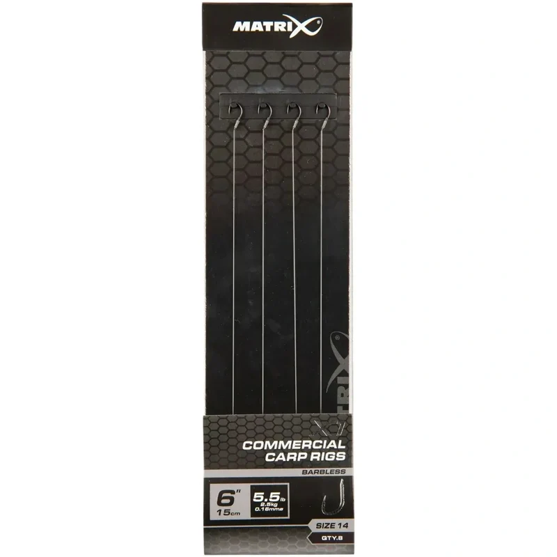 X1 Commercial Carp Rigs 6" Barbless – 15 cm Onderlijnen zonder Weerhaak (8 stuks)