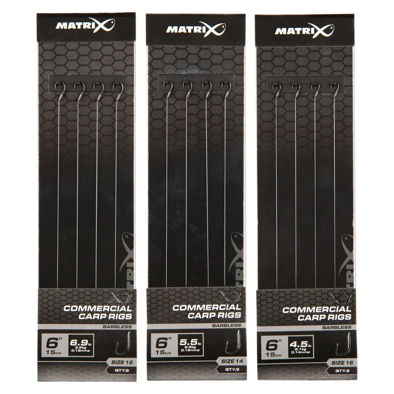 X1 Commercial Carp Rigs 6" Barbless – 15 cm Onderlijnen zonder Weerhaak (8 stuks)