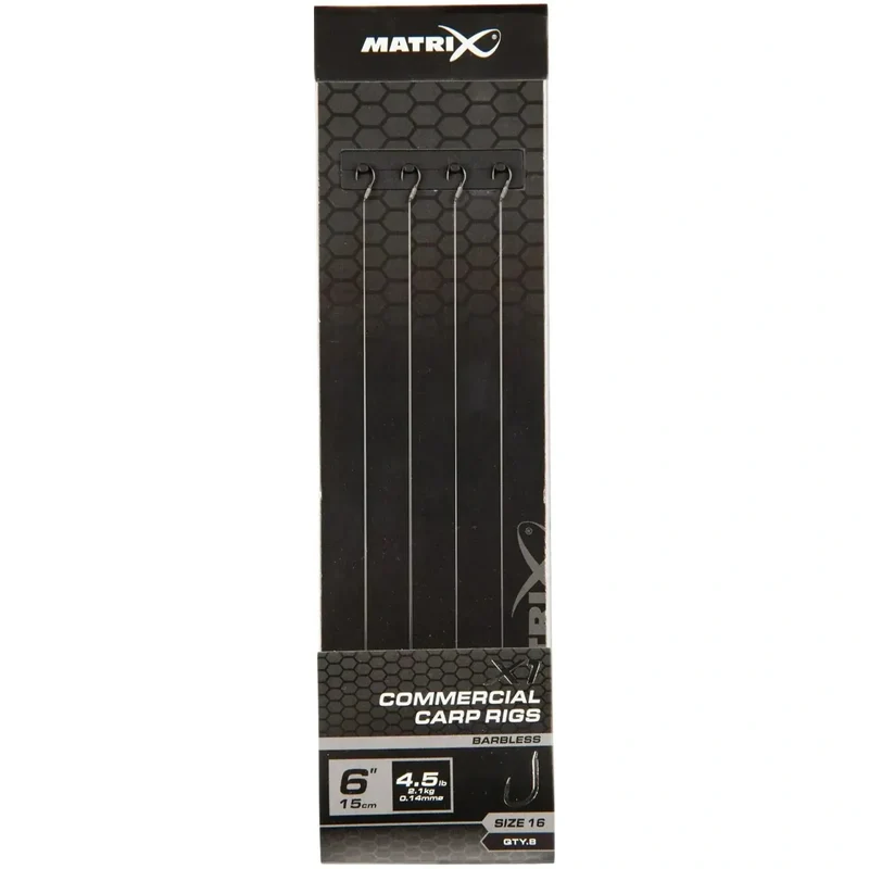 X1 Commercial Carp Rigs 6" Barbless – 15 cm Onderlijnen zonder Weerhaak (8 stuks)
