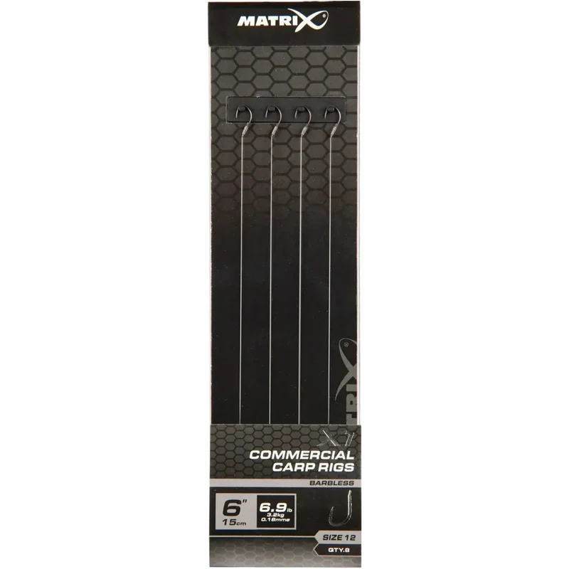 X1 Commercial Carp Rigs 6" Barbless – 15 cm Onderlijnen zonder Weerhaak (8 stuks)