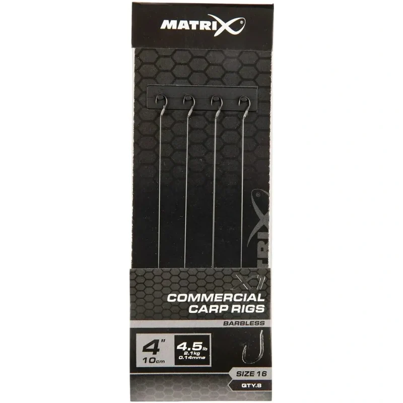 X1 Commercial Carp Rigs 4" Barbless – 10 cm Onderlijnen zonder Weerhaak (8 stuks)