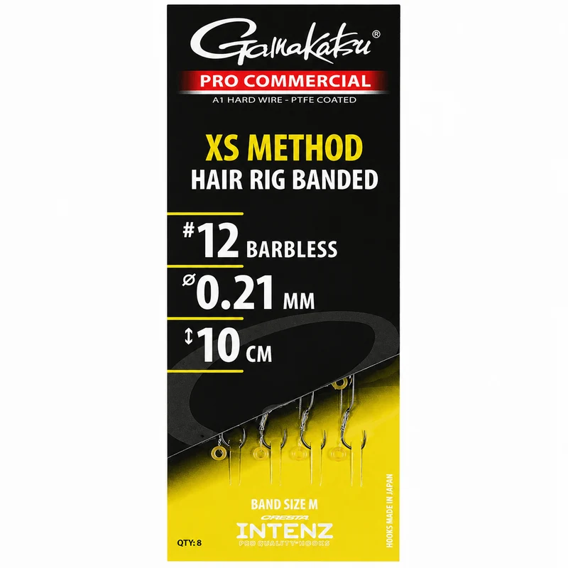 Pro Commercial XS Method Hair Rig Banded Barbless – 10 cm Onderlijnen met Bait Band en zonder Weerhaak