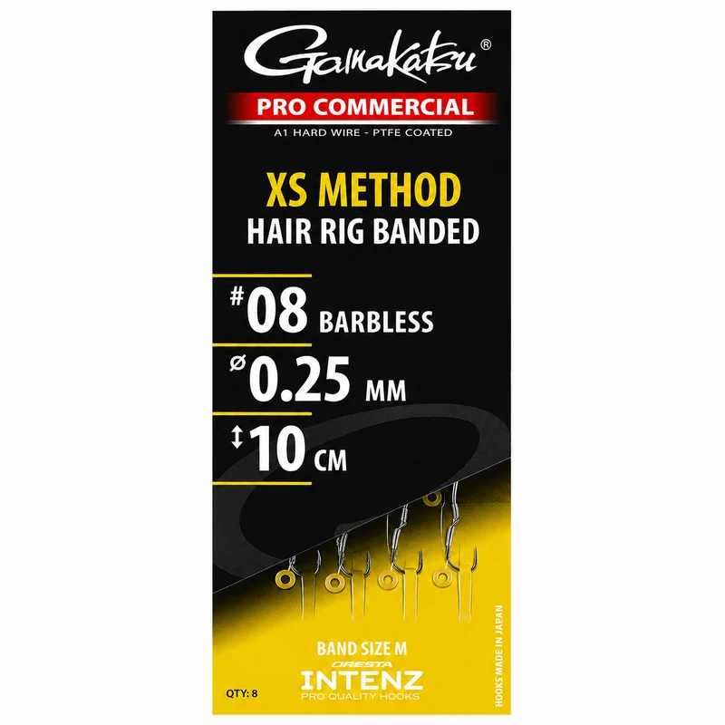 Pro Commercial XS Method Hair Rig Banded Barbless – 10 cm Onderlijnen met Bait Band en zonder Weerhaak