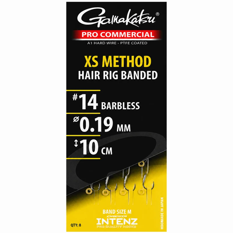 Pro Commercial XS Method Hair Rig Banded Barbless – 10 cm Onderlijnen met Bait Band en zonder Weerhaak