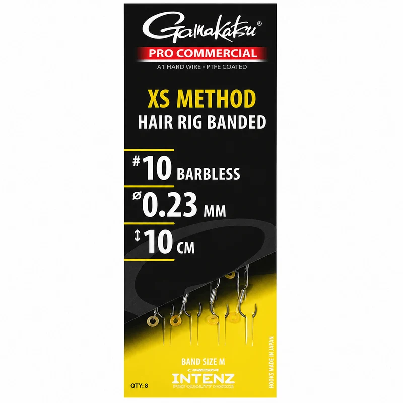 Pro Commercial XS Method Hair Rig Banded Barbless – 10 cm Onderlijnen met Bait Band en zonder Weerhaak