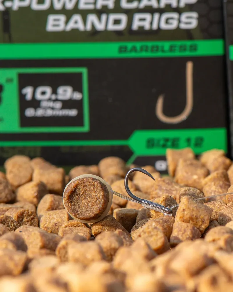 X8 X-Power Carp Band Rigs 18" Barbless – 45 cm Onderlijnen met Bait Band en Zonder Weerhaak (8 stuks)