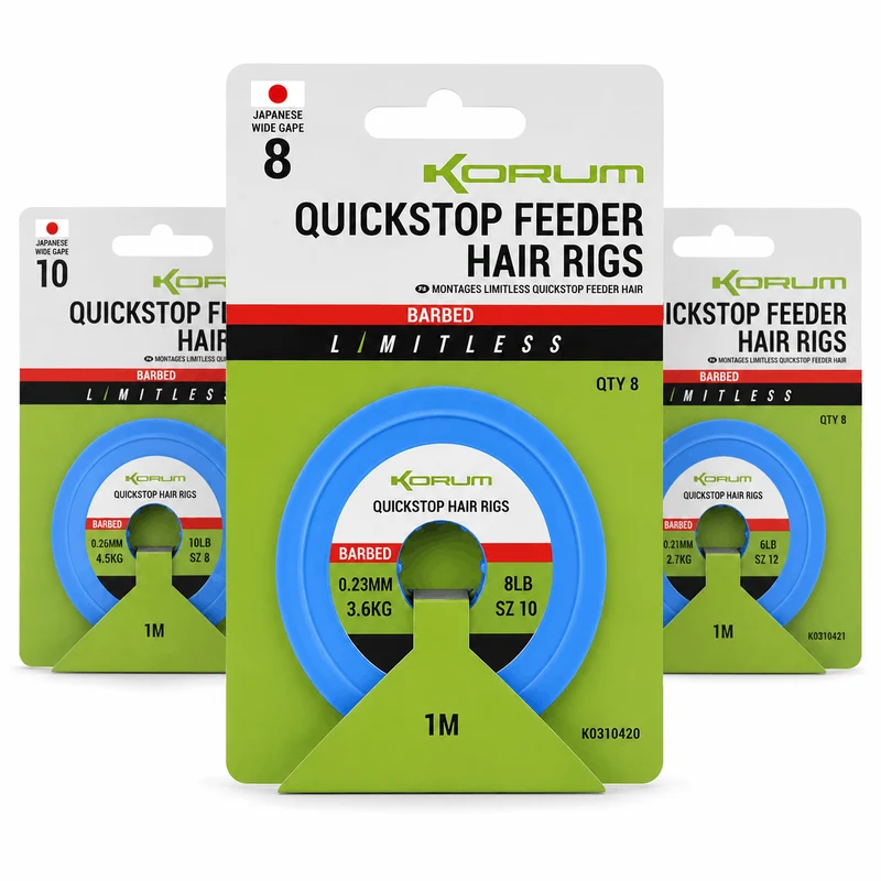 Limitless Quickstop Feeder Hair Rigs Barbed – 1 m Onderlijnen met Quickstop en met Weerhaak