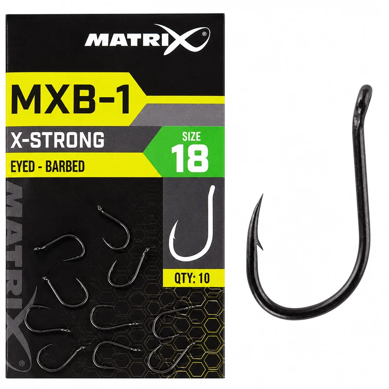 MXB-1 X-Strong Eyed Barbed Size 18 – Haak met Oog en met Weerhaak 🎁