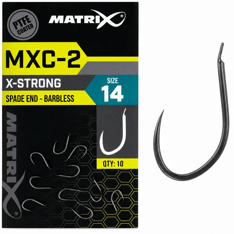 MXC-2 X-Strong Spade End Barbless Size 14 – Haak met Bled en zonder Weerhaak - 🎁