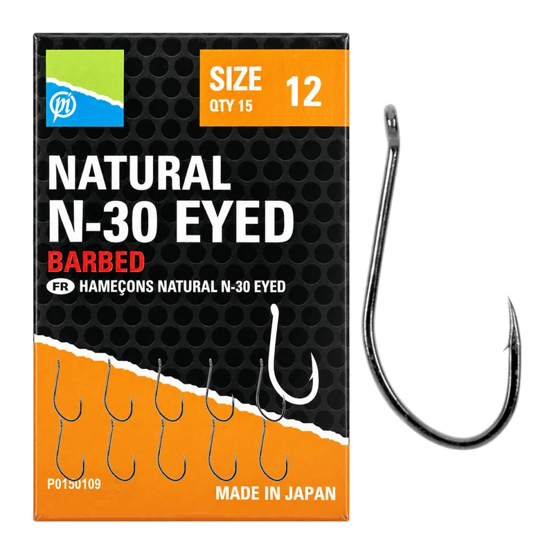 Natural N-30 Barbed Eyed – Haak met Oog en met Weerhaak