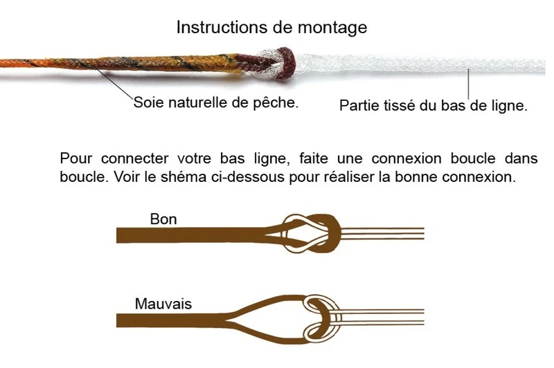 Bas de ligne tissé Pêche à soie avec boucle