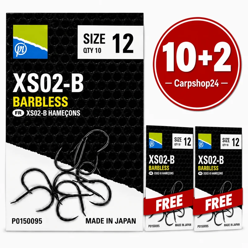 XS02-B Hooks Barbless – Haak zonder Weerhaak 🎁 10+2
