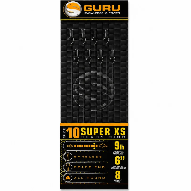 Super XS Ready Rigs 6" - Barbless - Spade End – 15 cm Onderlijnen met Bled en zonder Weerhaak