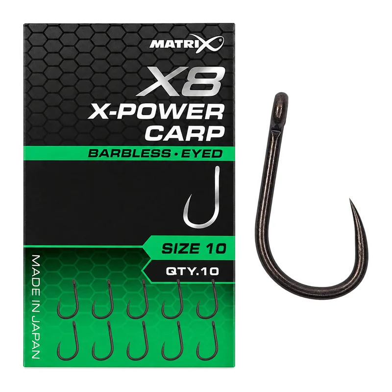 X8 X-Power Carp Barbless Eyed – Haak met Oog en zonder Weerhaak