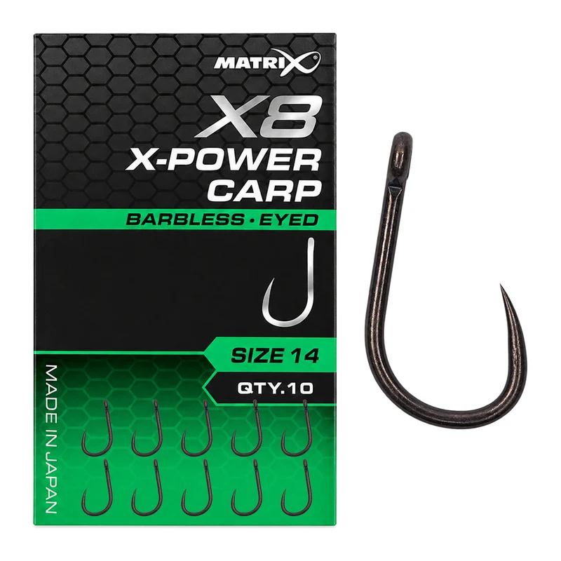 X8 X-Power Carp Barbless Eyed – Haak met Oog en zonder Weerhaak