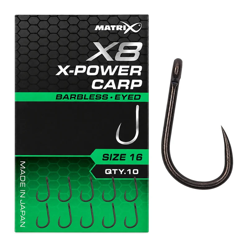 X8 X-Power Carp Barbless Eyed – Haak met Oog en zonder Weerhaak