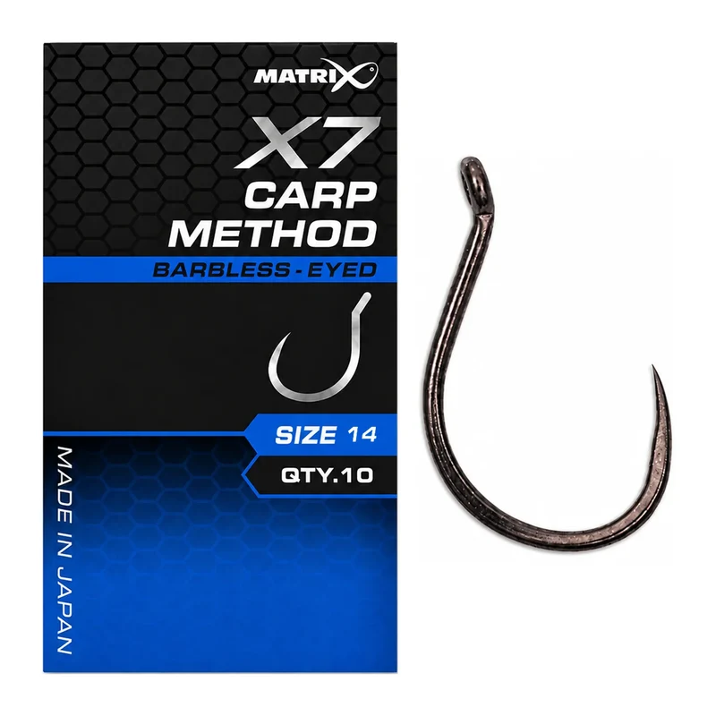 X7 Carp Method Barbless Eyed – Haak met Oog en zonder Weerhaak