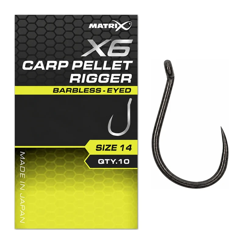 X6 Carp Pellet Rigger Barbless Eyed – Haak met Oog en zonder Weerhaak