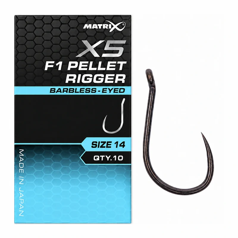 X5 F1 Pellet Rigger Barbless Eyed – Haak met Oog en zonder Weerhaak