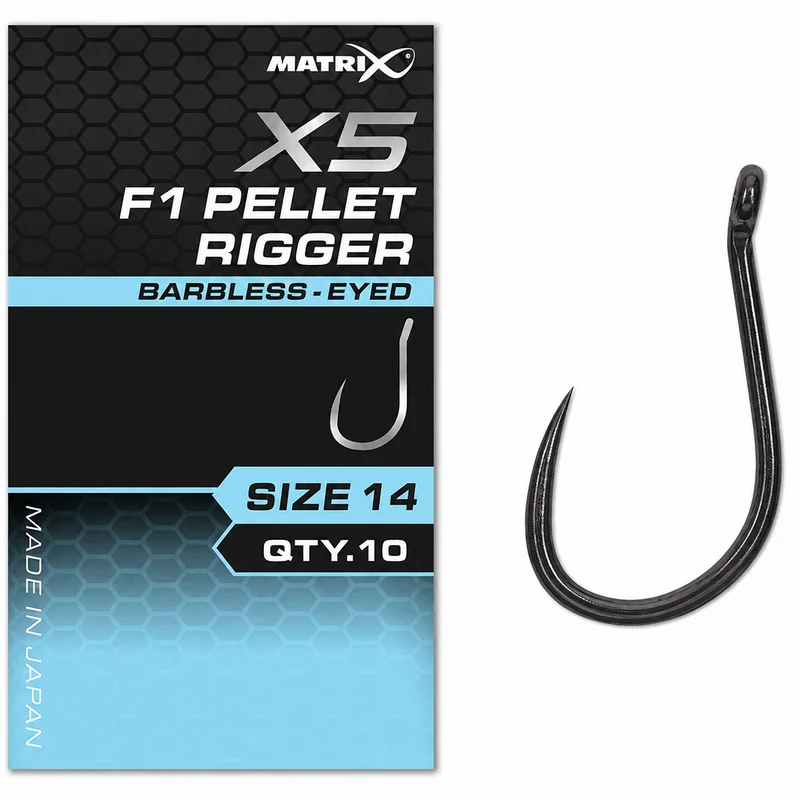 X5 F1 Pellet Rigger Barbless Eyed – Haak met Oog en zonder Weerhaak