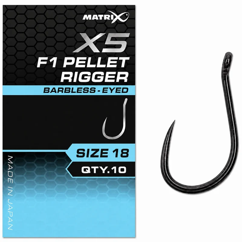 X5 F1 Pellet Rigger Barbless Eyed – Haak met Oog en zonder Weerhaak