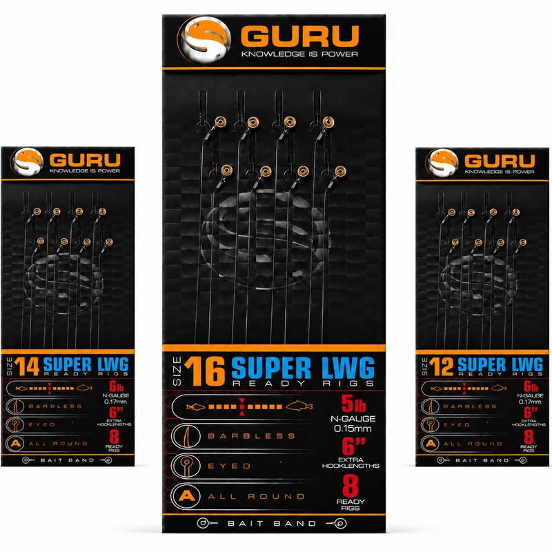 6" Super LWG Bait Band Ready Rigs – 15 cm Onderlijnen met Bait Band en zonder Weerhaak