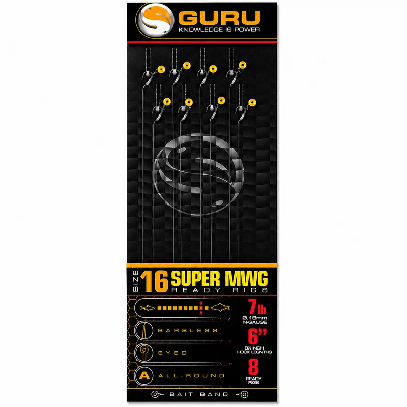 Super MWG Ready Rigs Bait Band Barbless 6" – 15 cm Onderlijnen met Bait Band en zonder Weerhaak