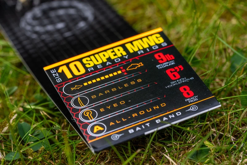 Super MWG Ready Rigs Bait Band Barbless 6" – 15 cm Onderlijnen met Bait Band en zonder Weerhaak