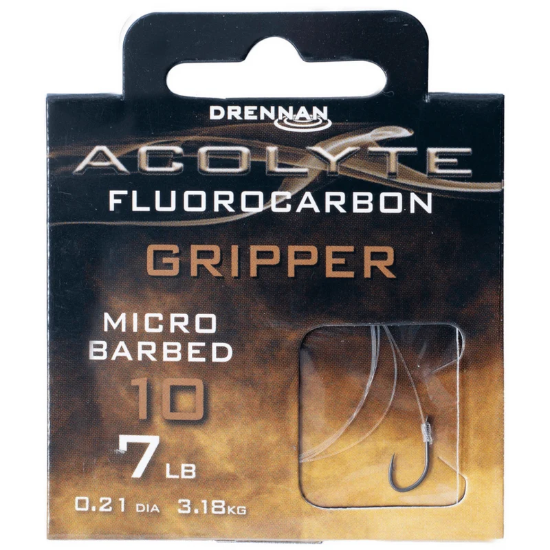 Acolyte Gripper Micro Barbed - Hooks To Fluorocarbon 50CM – 50 cm Onderlijnen met Weerhaak