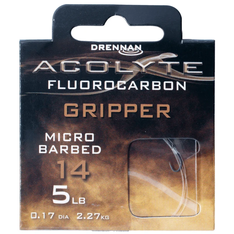 Acolyte Gripper Micro Barbed - Hooks To Fluorocarbon 50CM – 50 cm Onderlijnen met Weerhaak