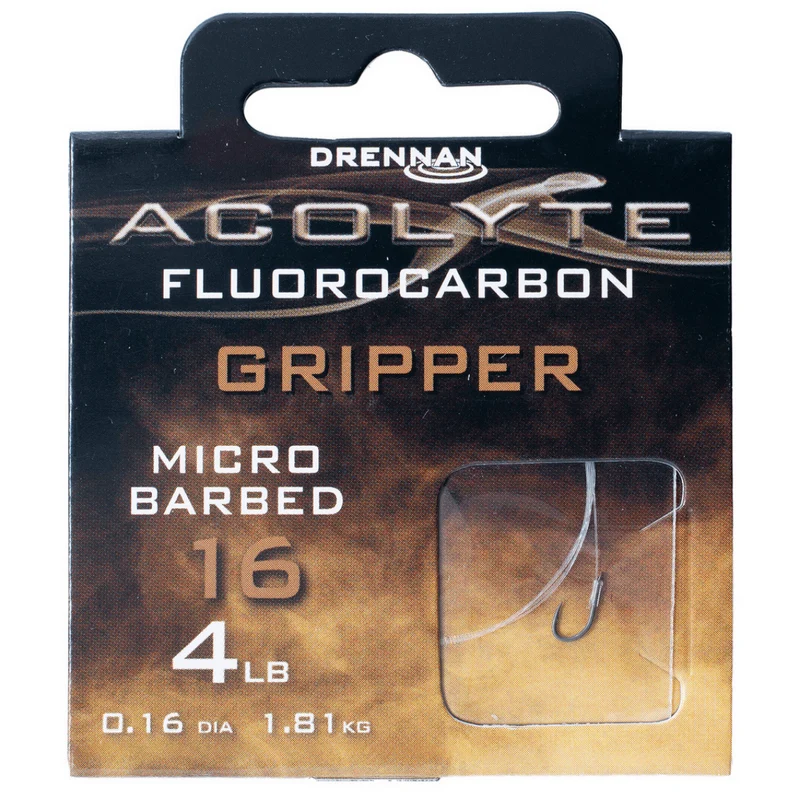 Acolyte Gripper Micro Barbed - Hooks To Fluorocarbon 50CM – 50 cm Onderlijnen met Weerhaak