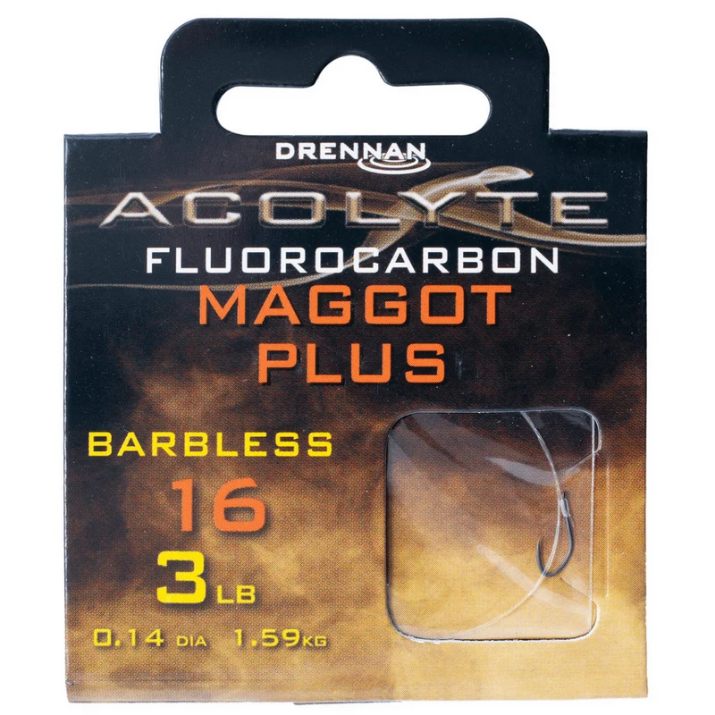 Acolyte Maggot Plus Barbless - Hooks To Fluorocarbon 30CM – 30 cm Onderlijnen zonder Weerhaak