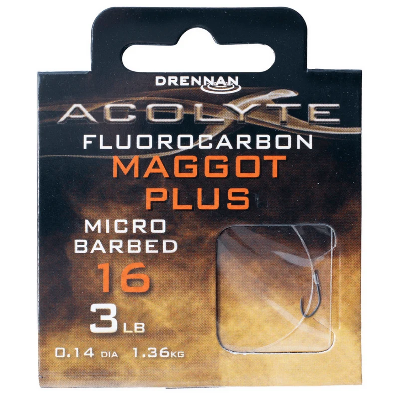 Acolyte Maggot Plus Micro Barbed - Hooks To Fluorocarbon 30CM – 30 cm Onderlijnen met Weerhaak