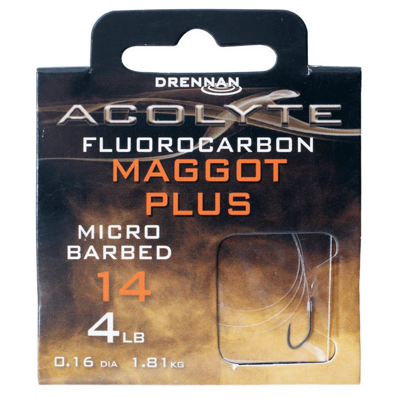 Acolyte Maggot Plus Micro Barbed - Hooks To Fluorocarbon 30CM – 30 cm Onderlijnen met Weerhaak