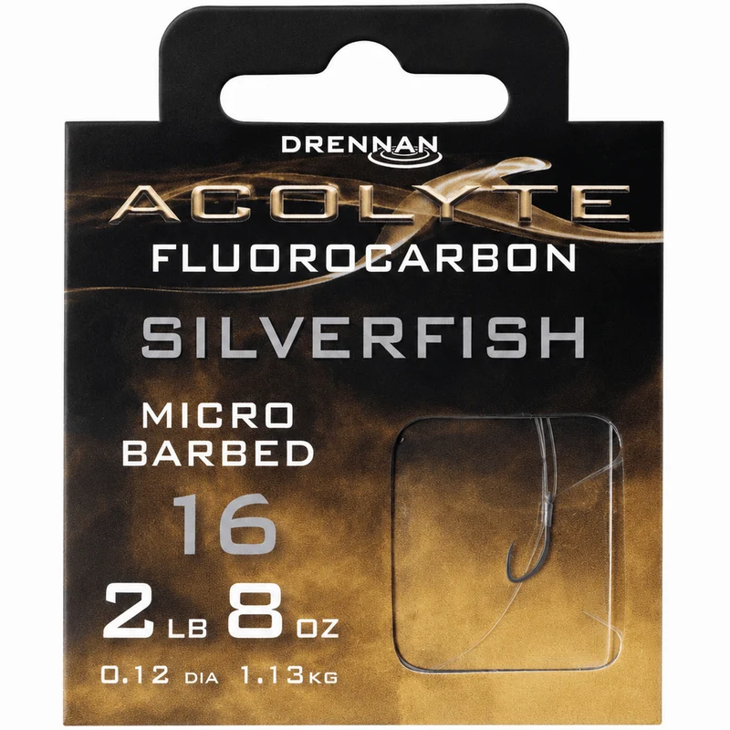 Acolyte Silverfish Micro Barbed - Hooks To Fluorocarbon 30CM – 30 cm Onderlijnen met Weerhaak