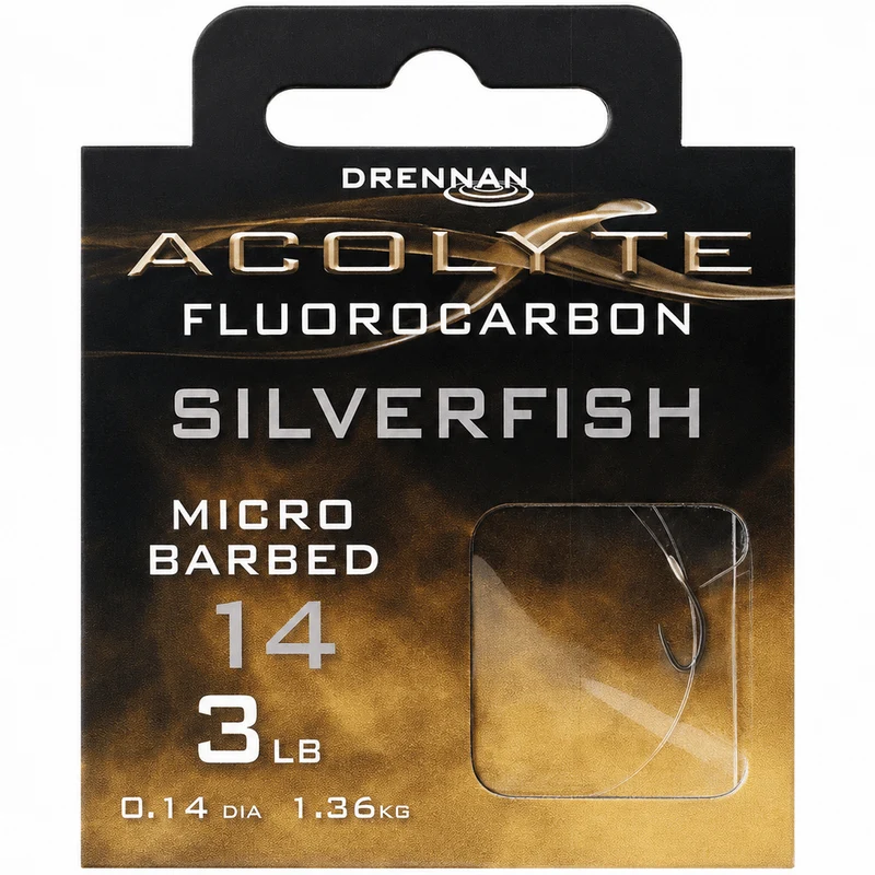 Acolyte Silverfish Micro Barbed - Hooks To Fluorocarbon 30CM – 30 cm Onderlijnen met Weerhaak