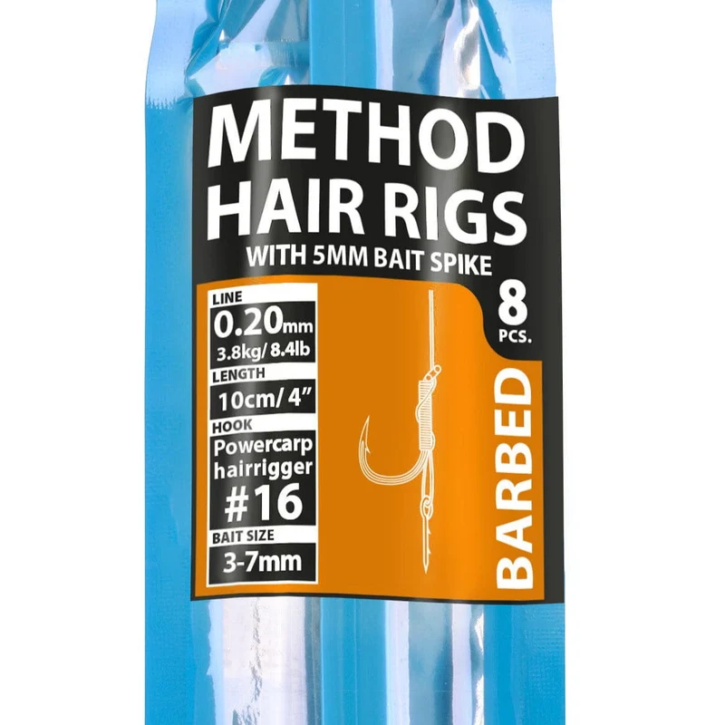 4" Method Hair Rigs Barbed with 5mm Bait Spike – 10 cm Onderlijnen met Aasspike en met Weerhaak