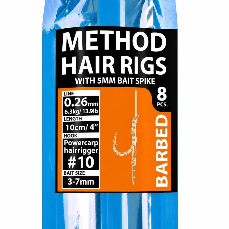 4" Method Hair Rigs Barbed with 5mm Bait Spike – 10 cm Onderlijnen met Aasspike en met Weerhaak