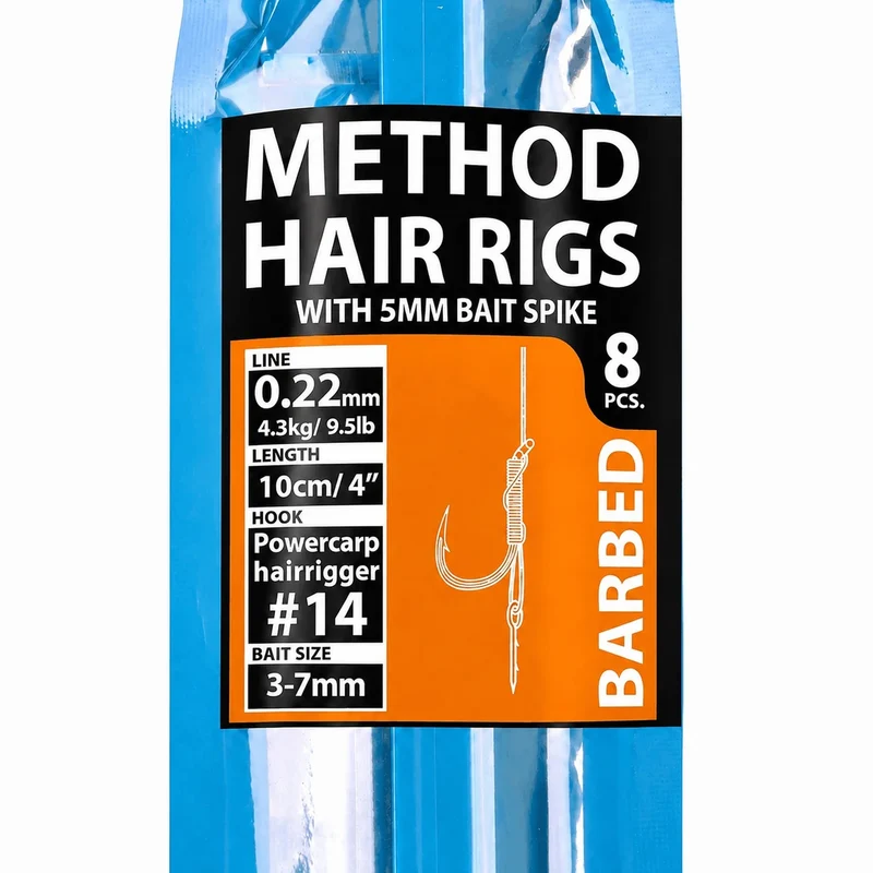 4" Method Hair Rigs Barbed with 5mm Bait Spike – 10 cm Onderlijnen met Aasspike en met Weerhaak