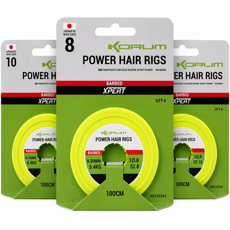Xpert Power River Hair Rigs - Barbed – 1 m Onderlijnen met Weerhaak