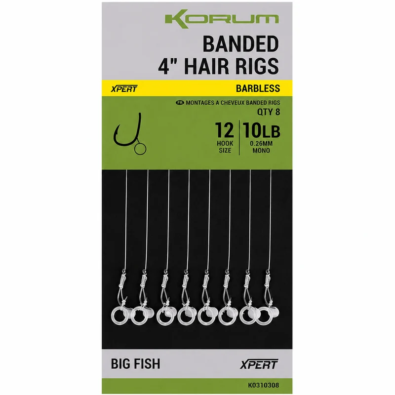 Banded Hair Rigs Barbless – 10 en 38 cm Onderlijnen met Bait Band en zonder Weerhaak 💰
