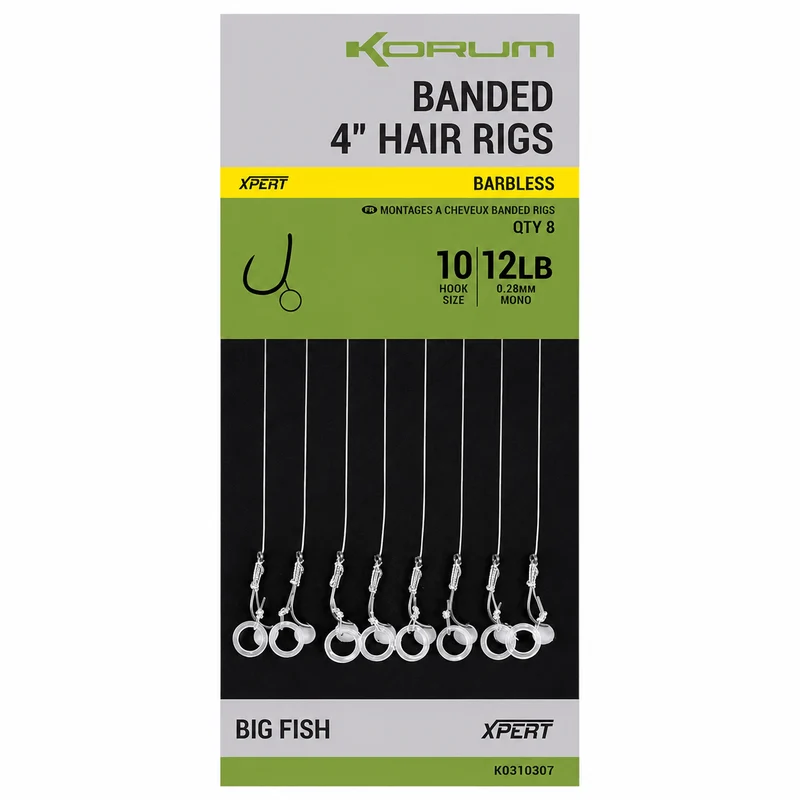 Banded Hair Rigs Barbless – 10 en 38 cm Onderlijnen met Bait Band en zonder Weerhaak 💰